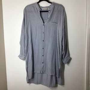 Soft Surroundings Small Shirtdress Blue Stripe
